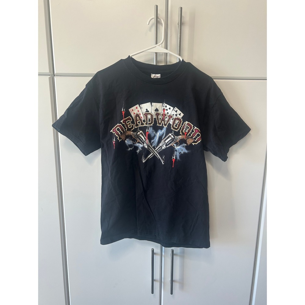 Vintage Deadwood South Dakota Graphic T Shirt Delta Pro Weight Black Mens Medium